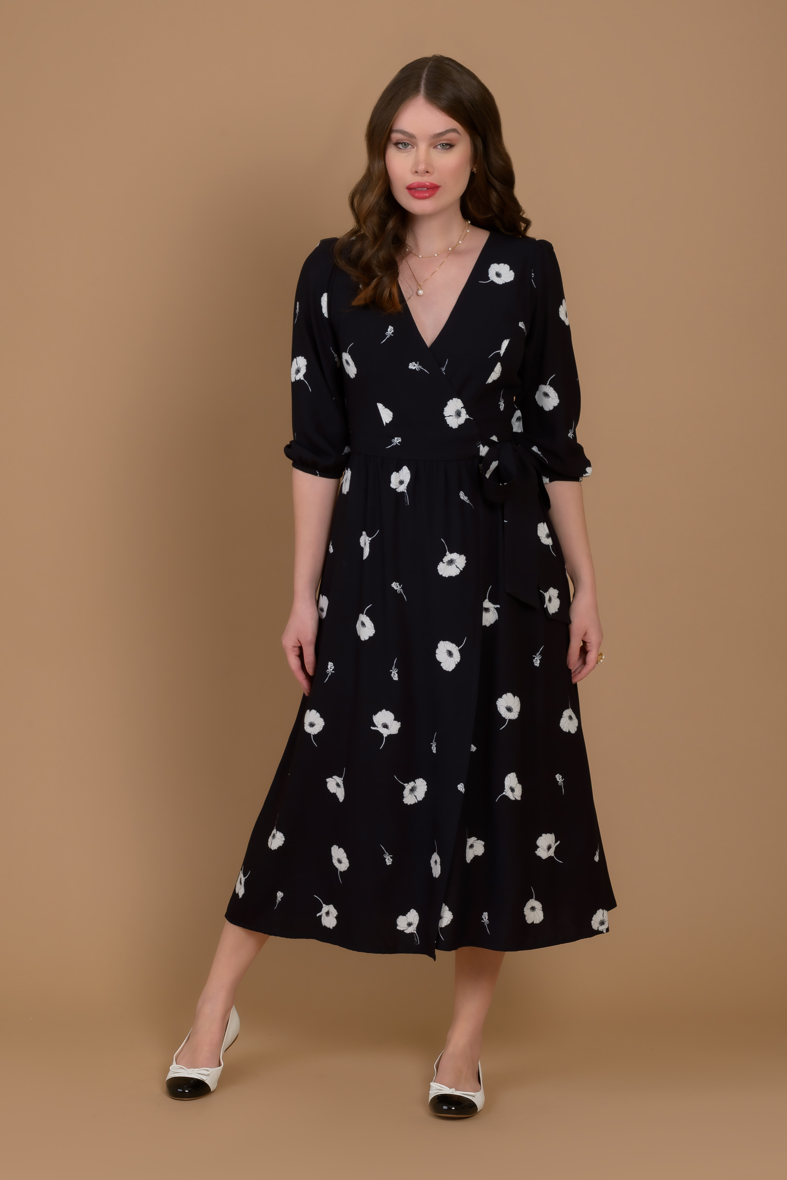 Vestido Midi Envelope Papoulas