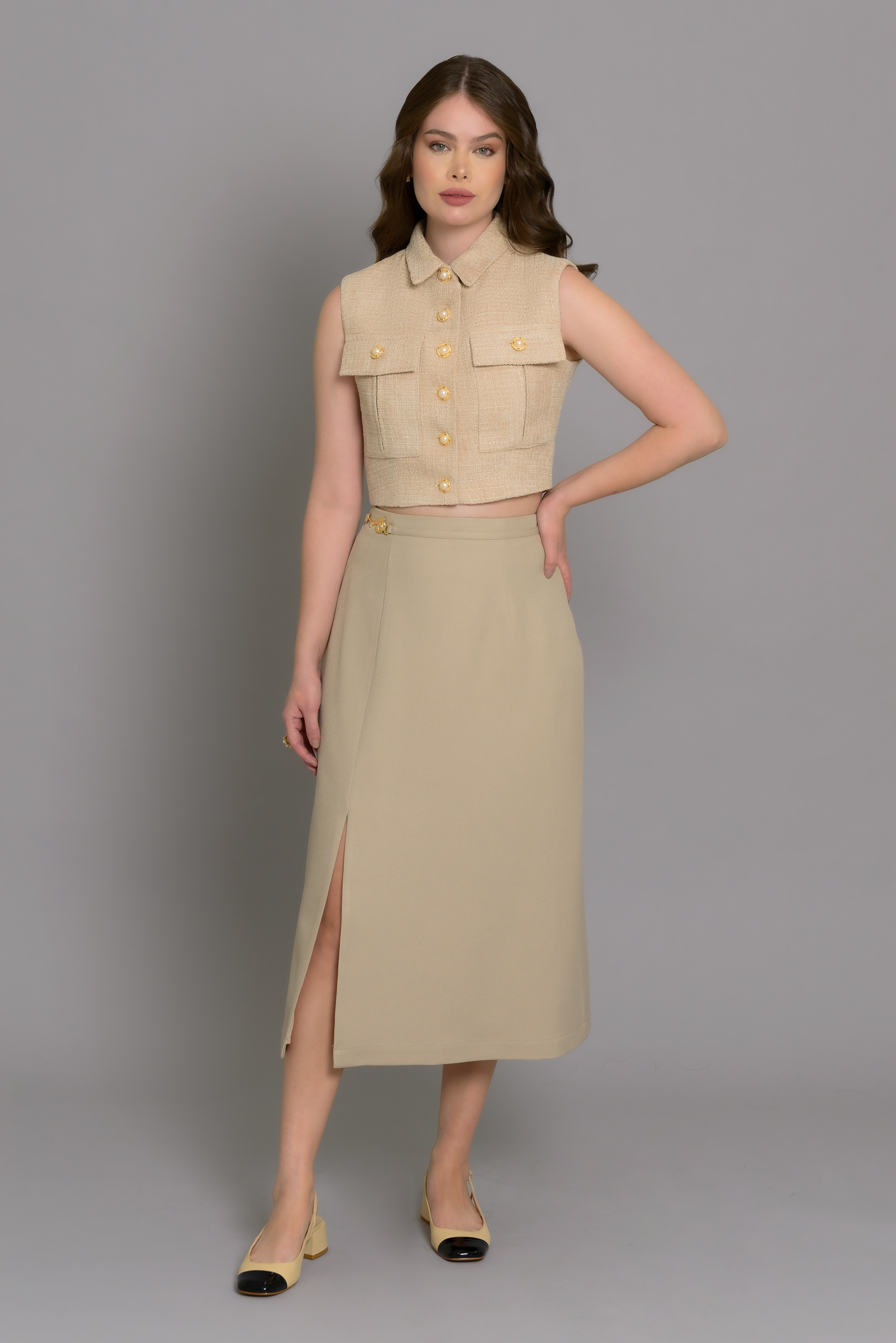 Saia Midi La Rose Beige