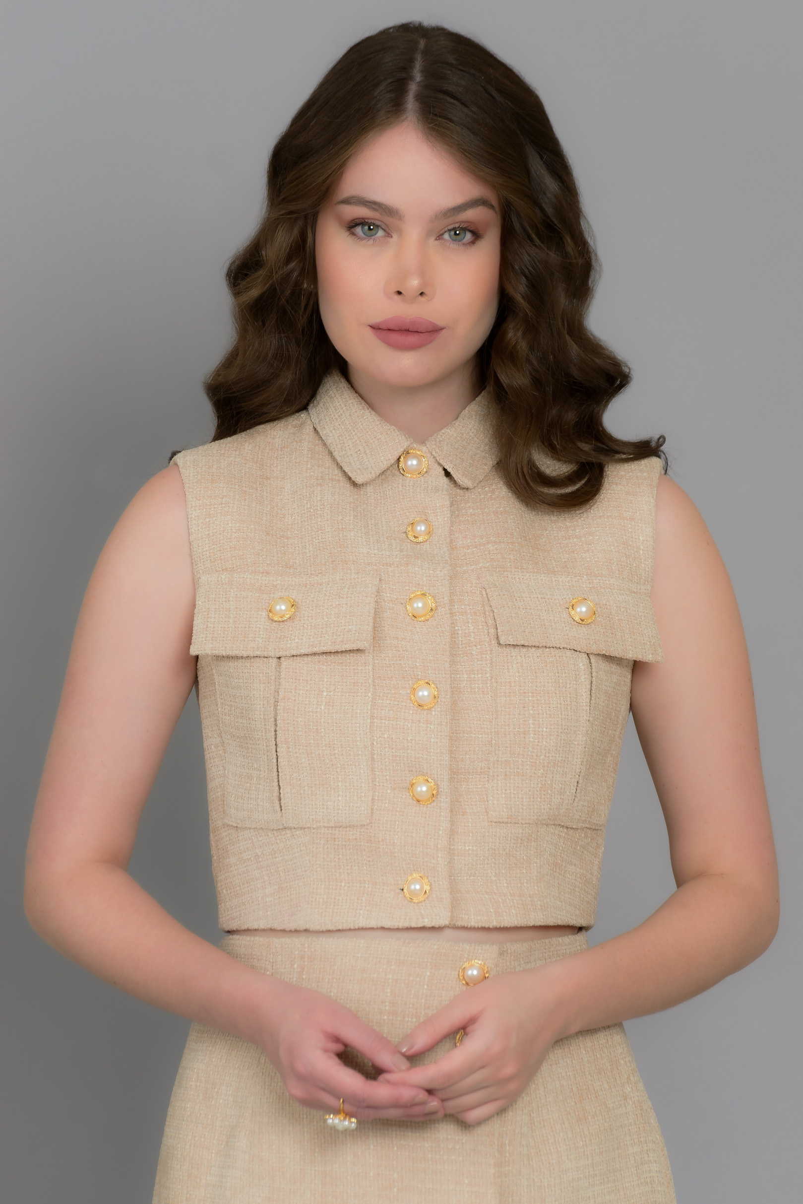 Blusa La Belle Tweed Beige
