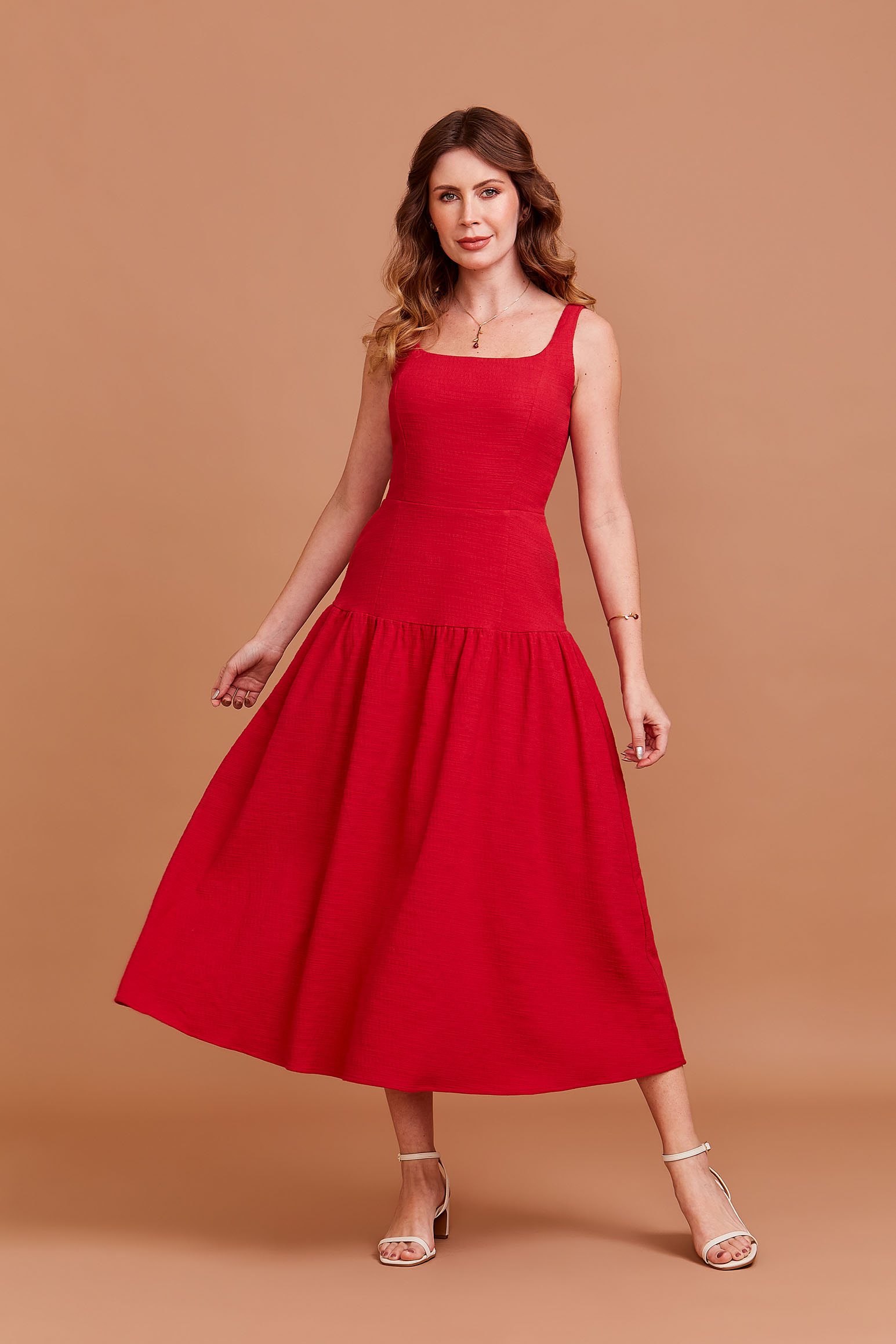 Vestido Drop Waist Bromélia Carmine