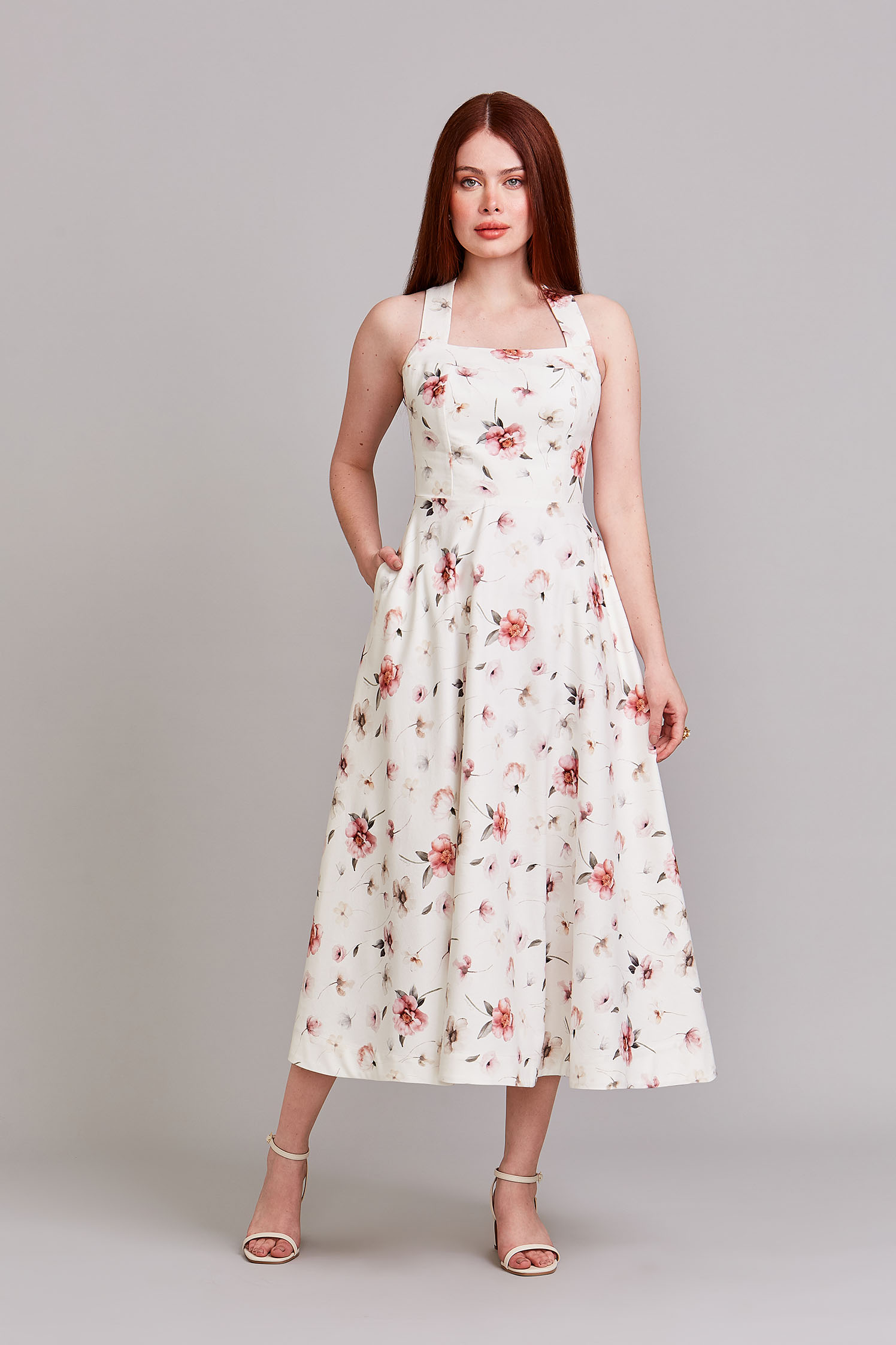 Vestido Supermidi Liz Floral Aquarela
