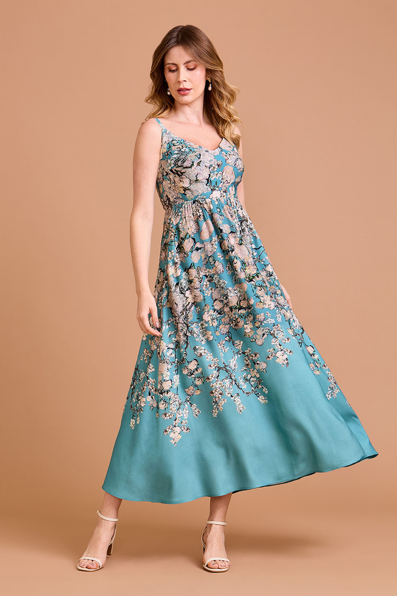 Vestido Supermidi Laguna Amendoeira em Flor