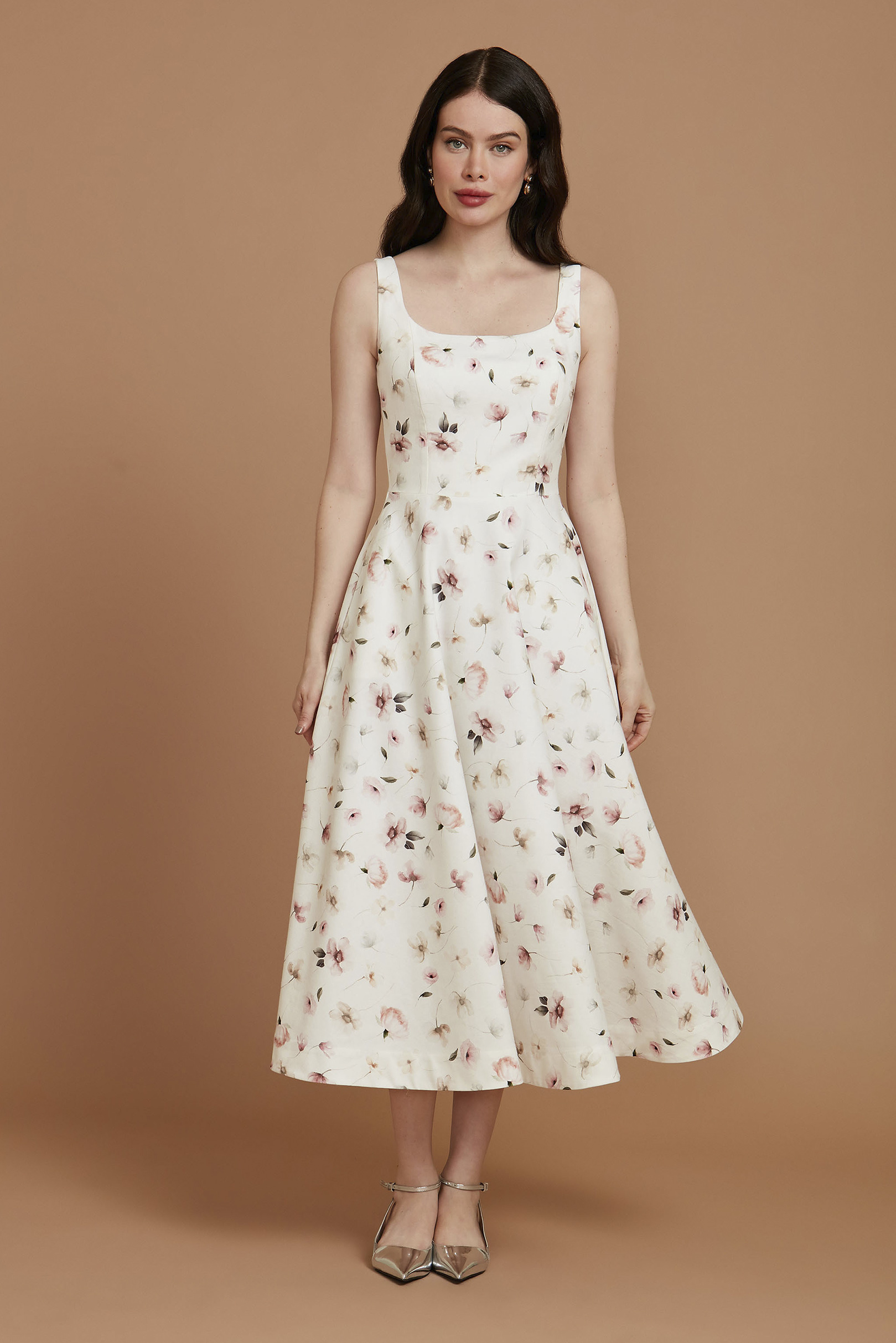 Vestido Midi Sicília Floral Aquarela