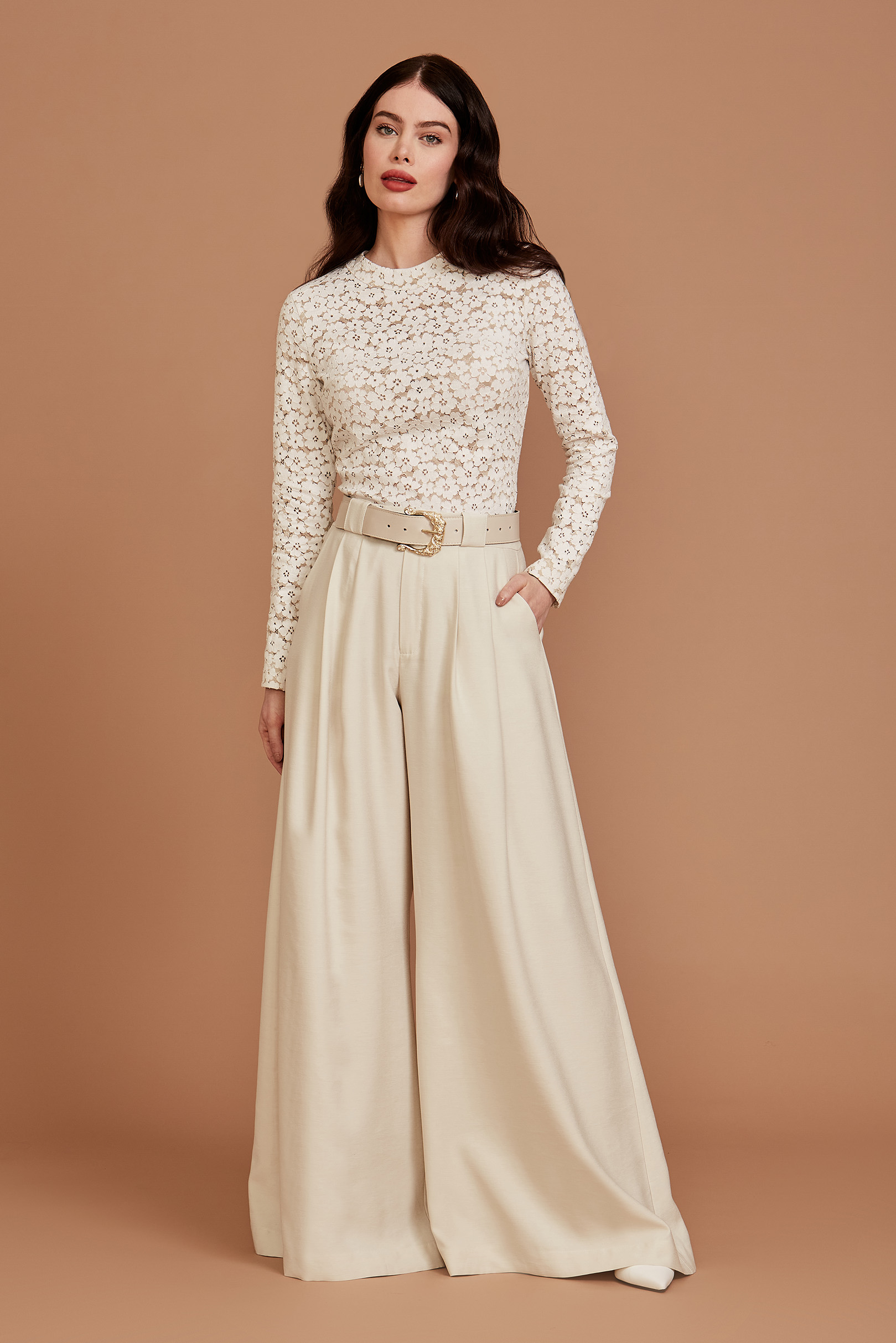 Calça Pantalona Cora Beige