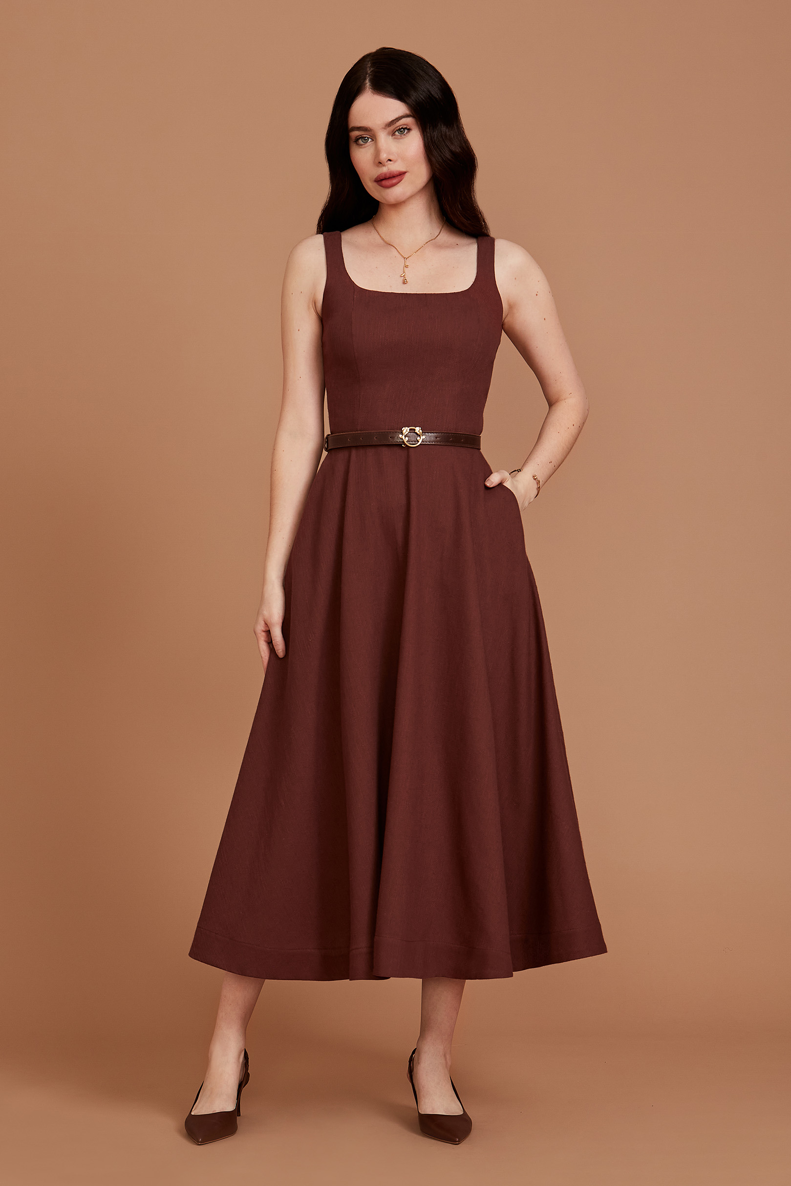 Vestido Midi Sicília Mocha