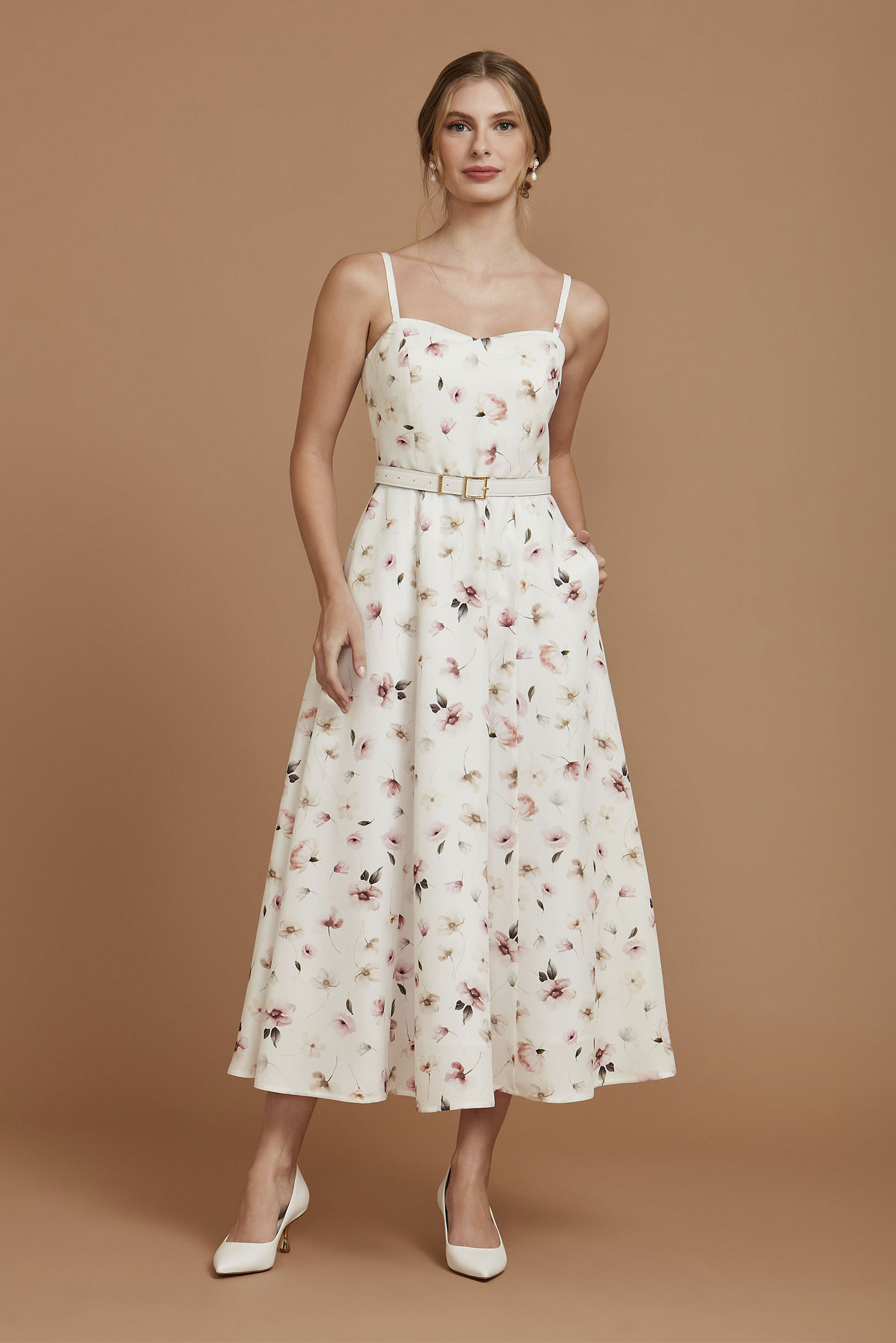 Vestido Supermidi Brisa Floral Aquarela