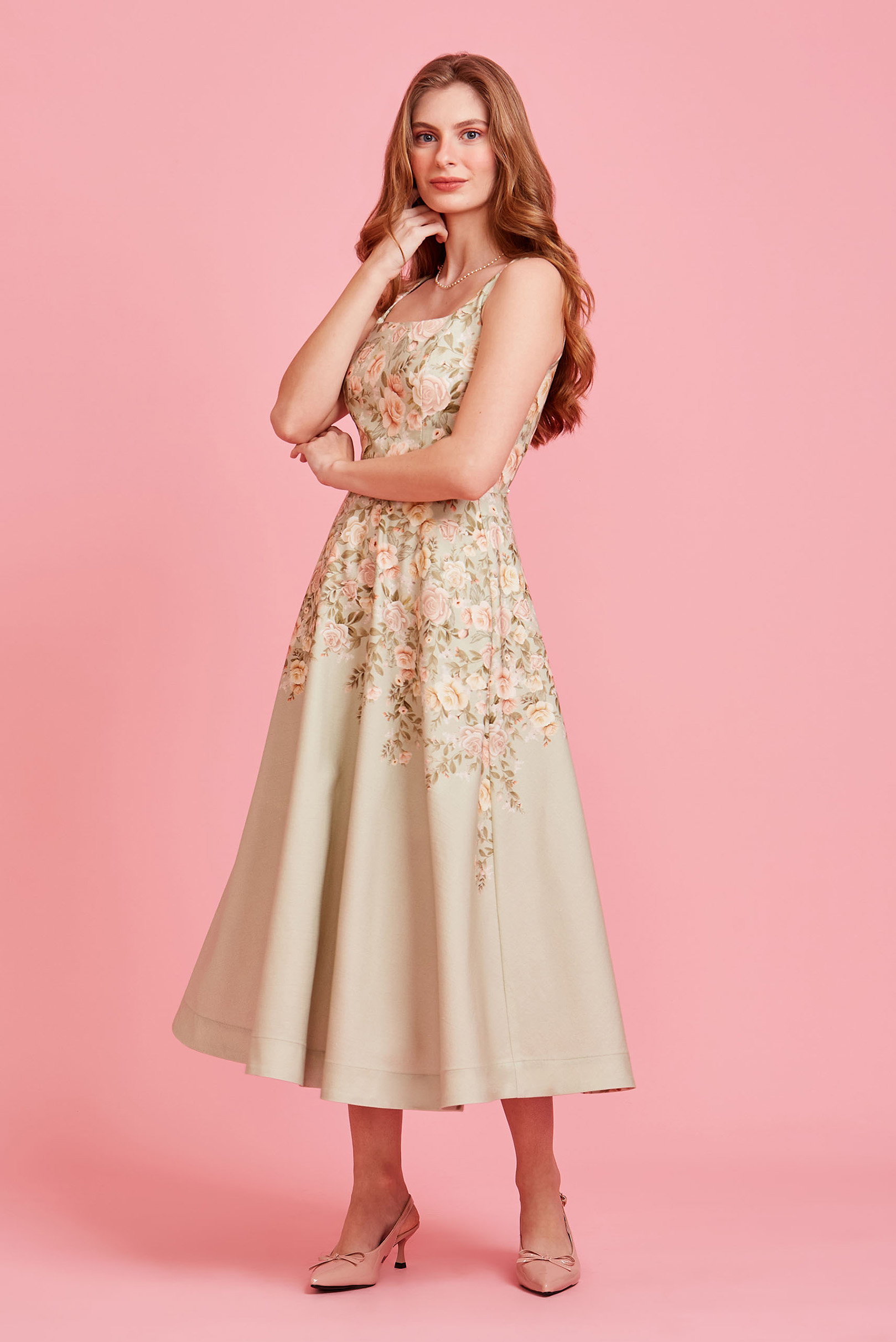 Vestido Midi Sicília Jardim Dos Versos