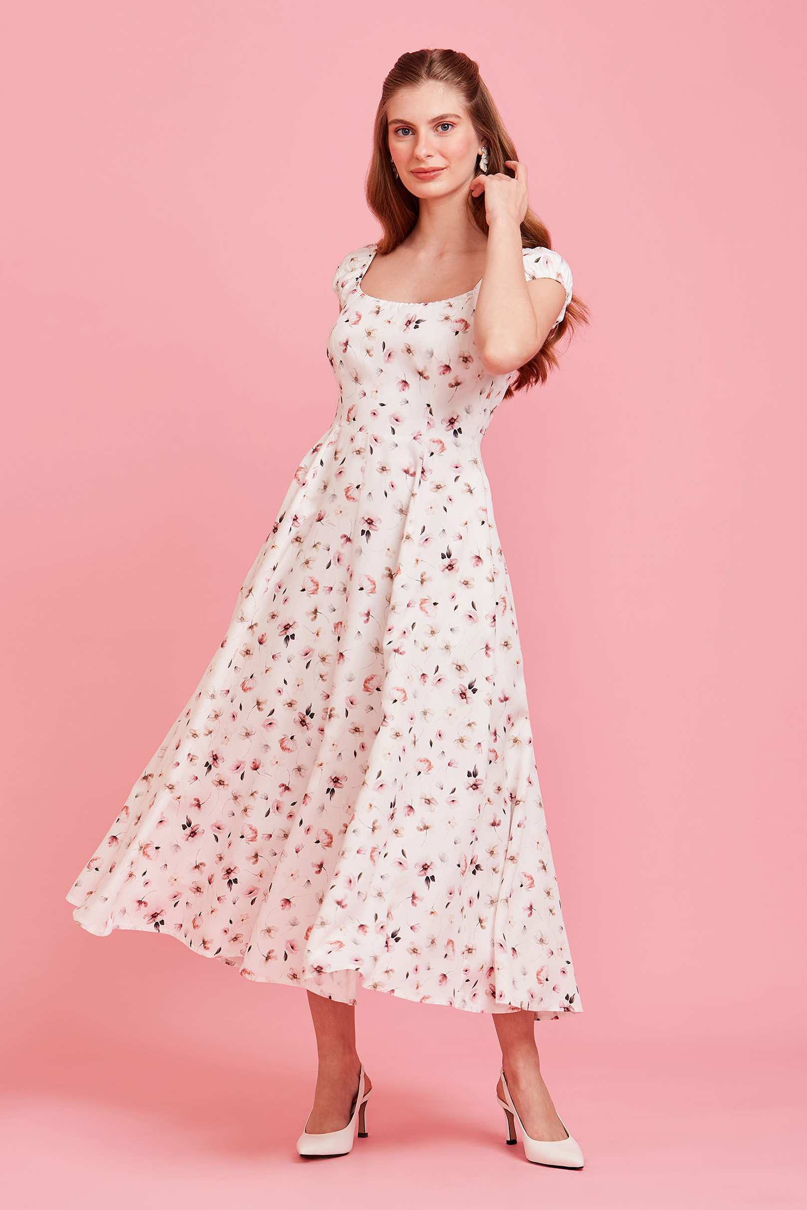 Vestidos Supermidi Anastasia Floral Aquarela