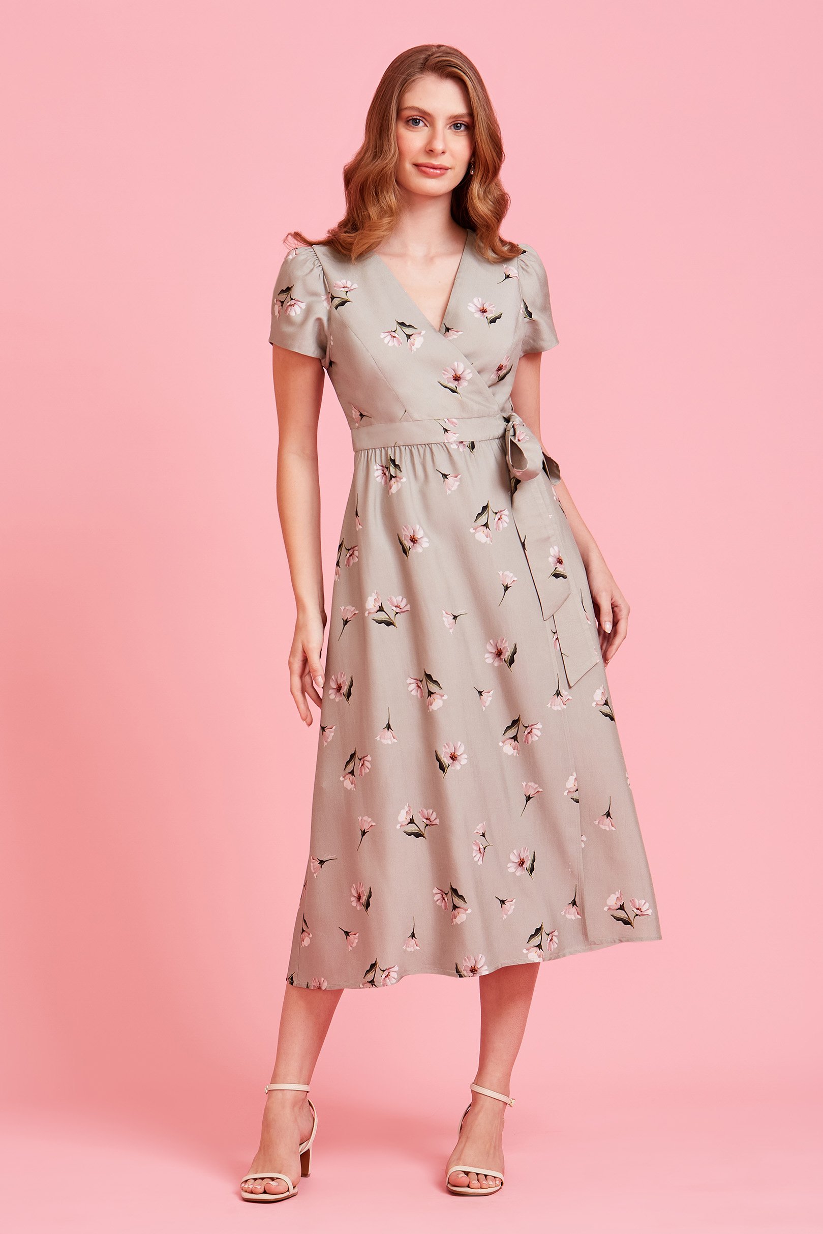 Vestido Midi Envelope Anna Floral Relevé