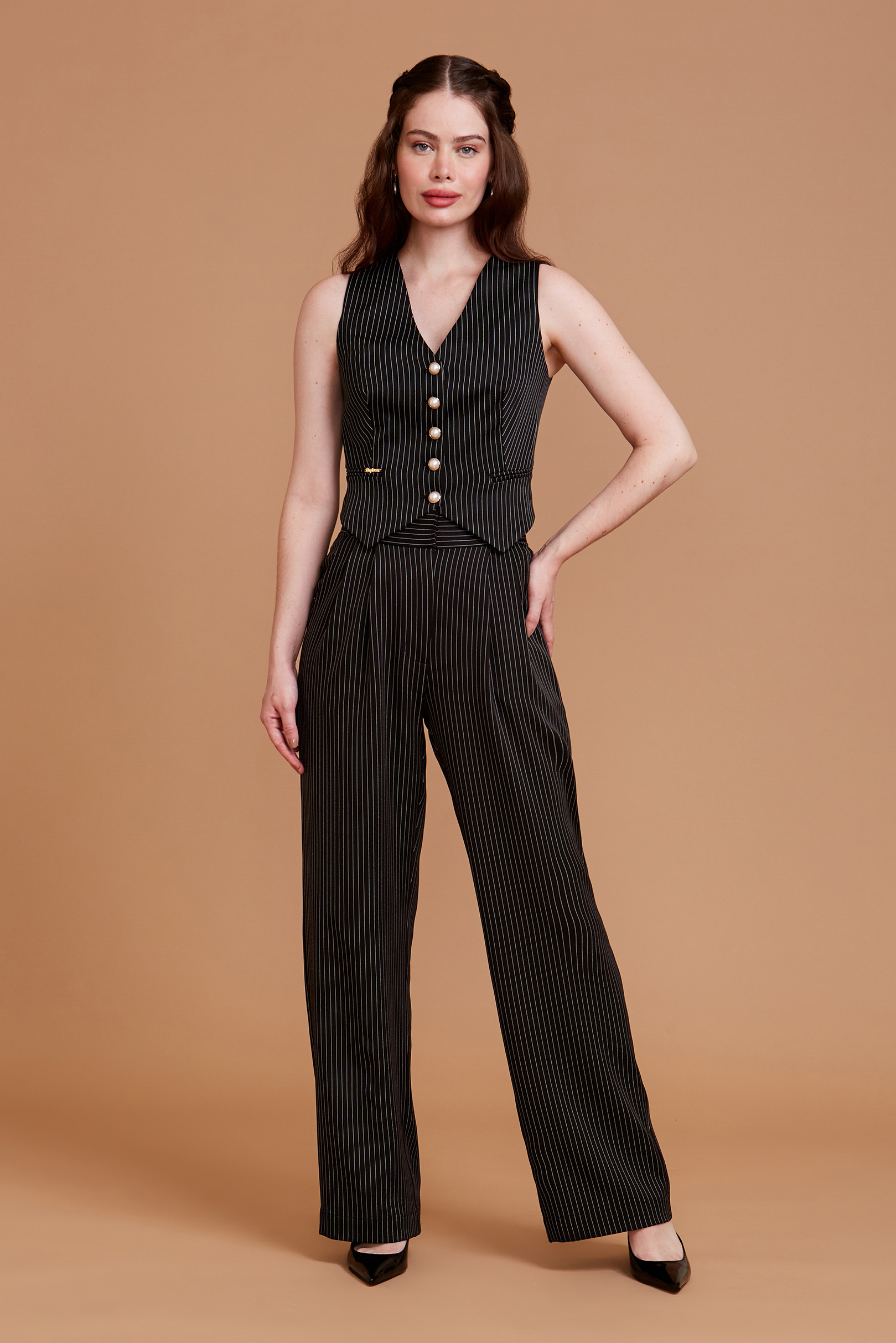 Calça Alfaiataria Andy Risca De Giz Black 