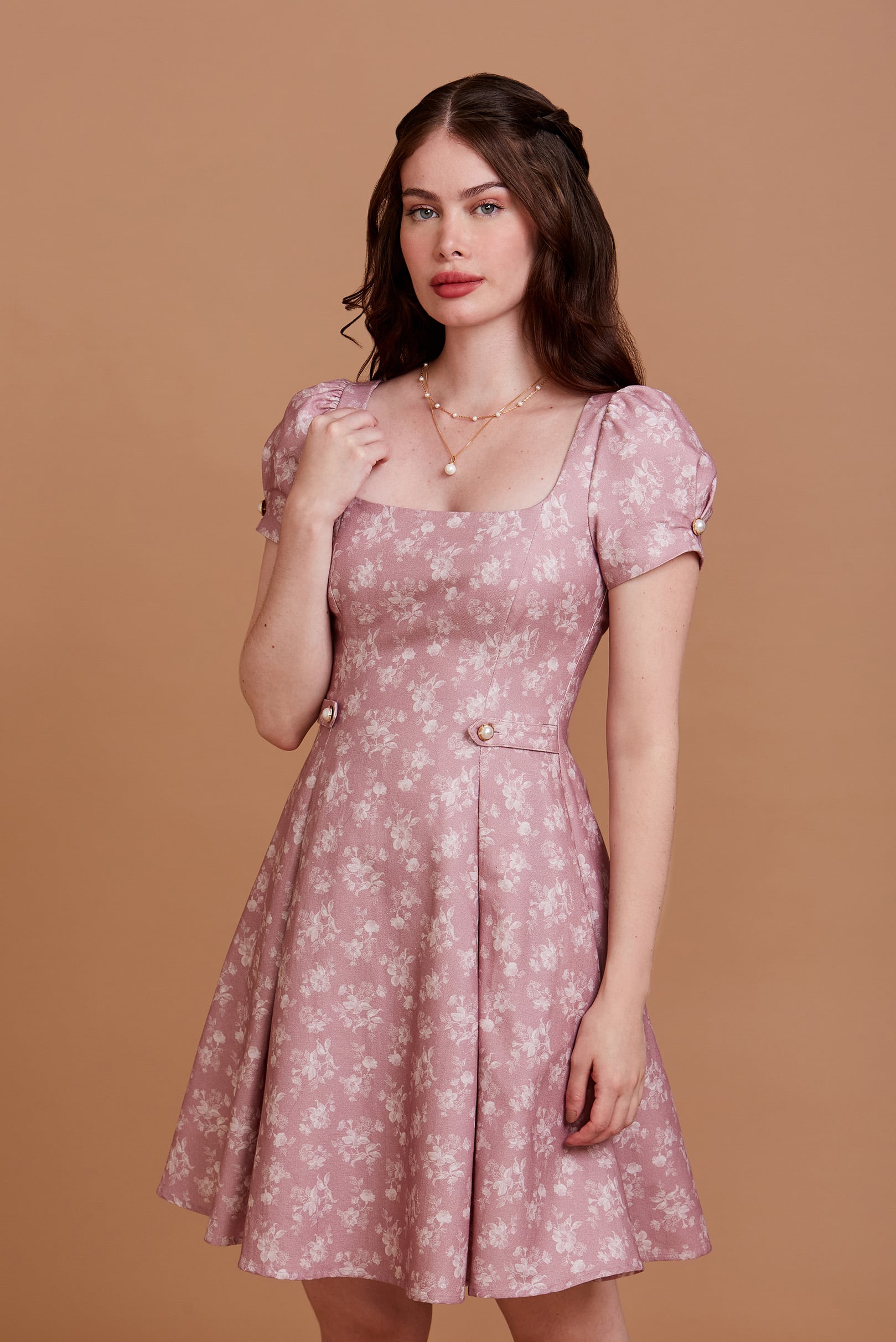 Vestido Relicário Floral Vintage Rose