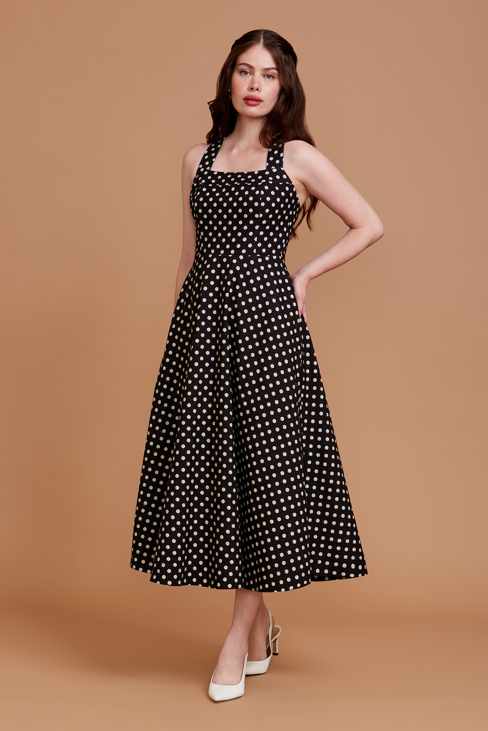 Vestido Liz Camélia Poá Black