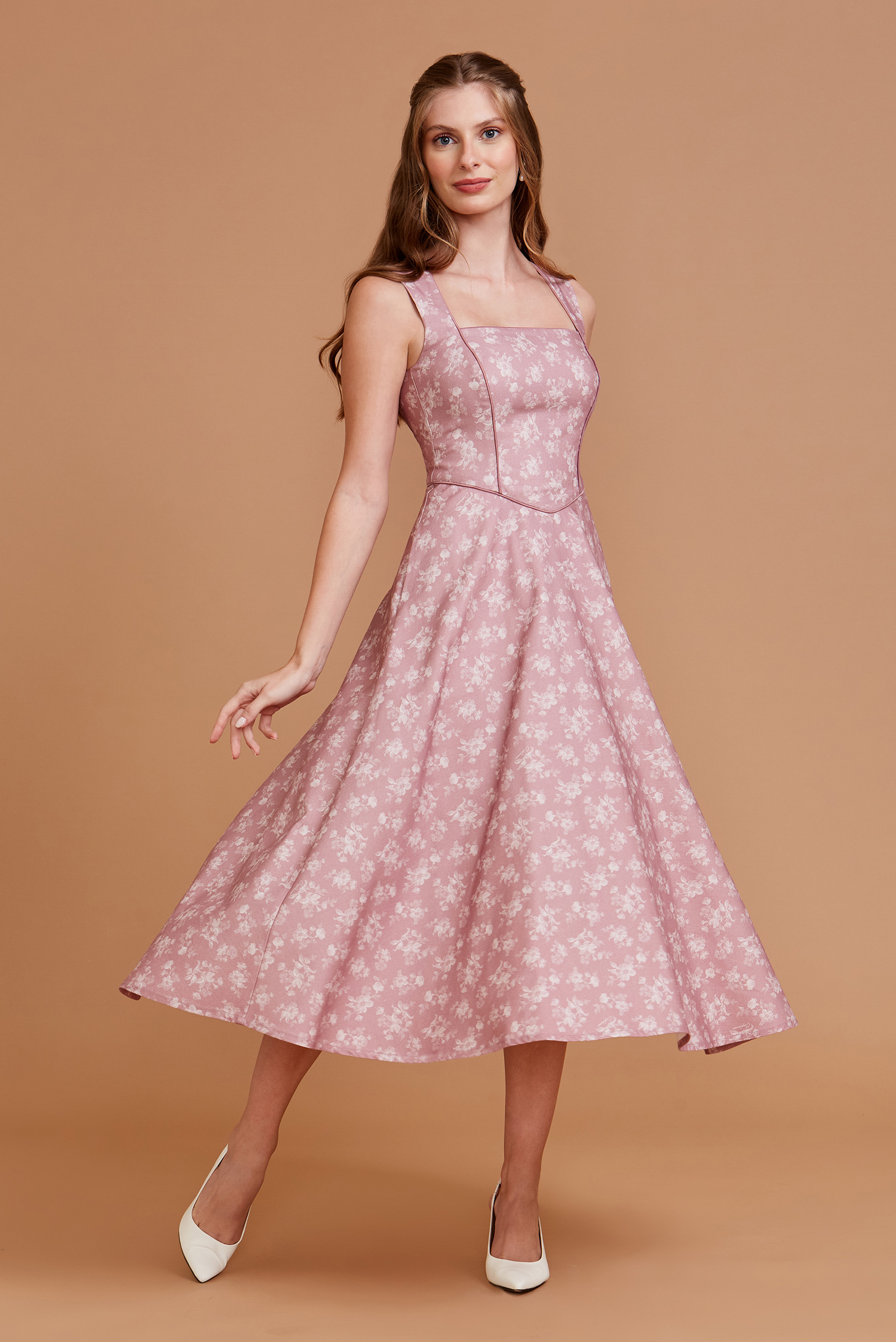 Vestido Brontë Floral Vintage Rose
