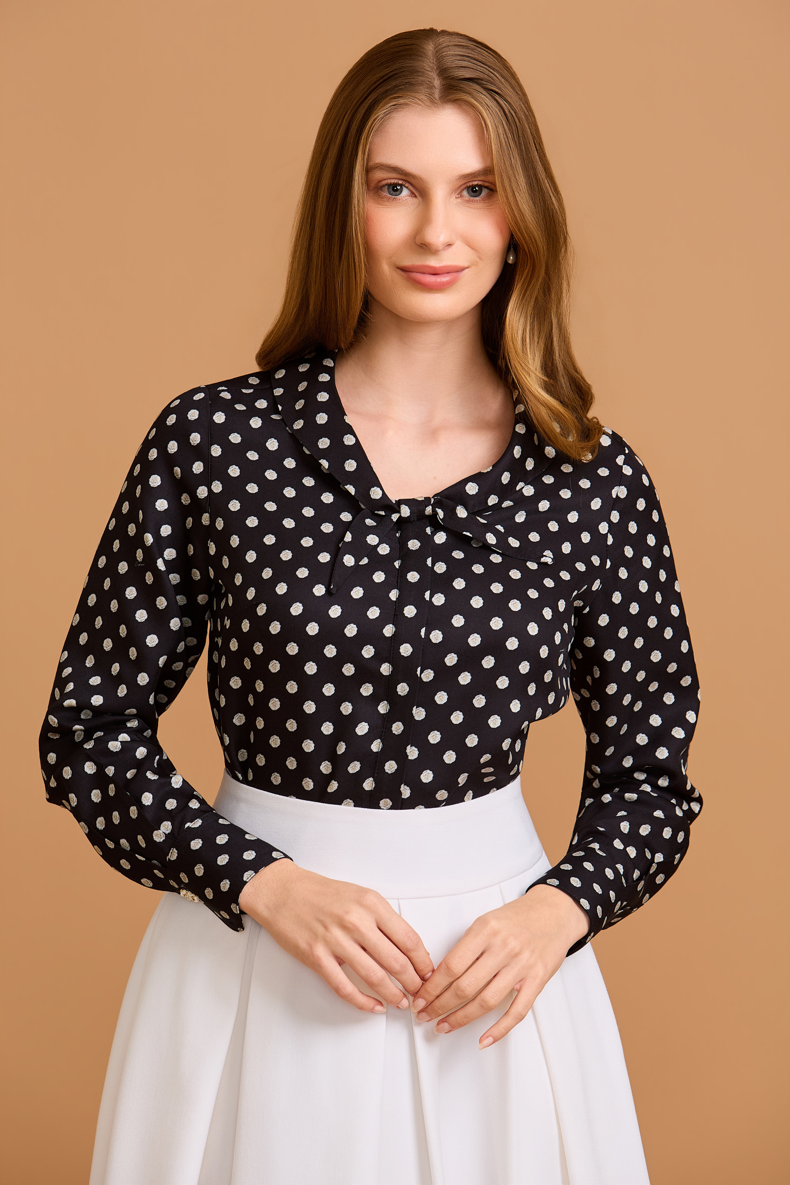 Camisa Spencer Camélia Poá Black