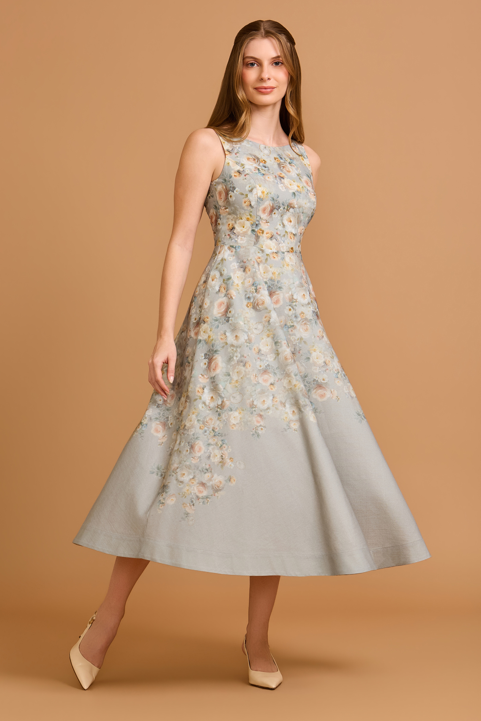 Vestido Midi Cordélia Floral Camafeu