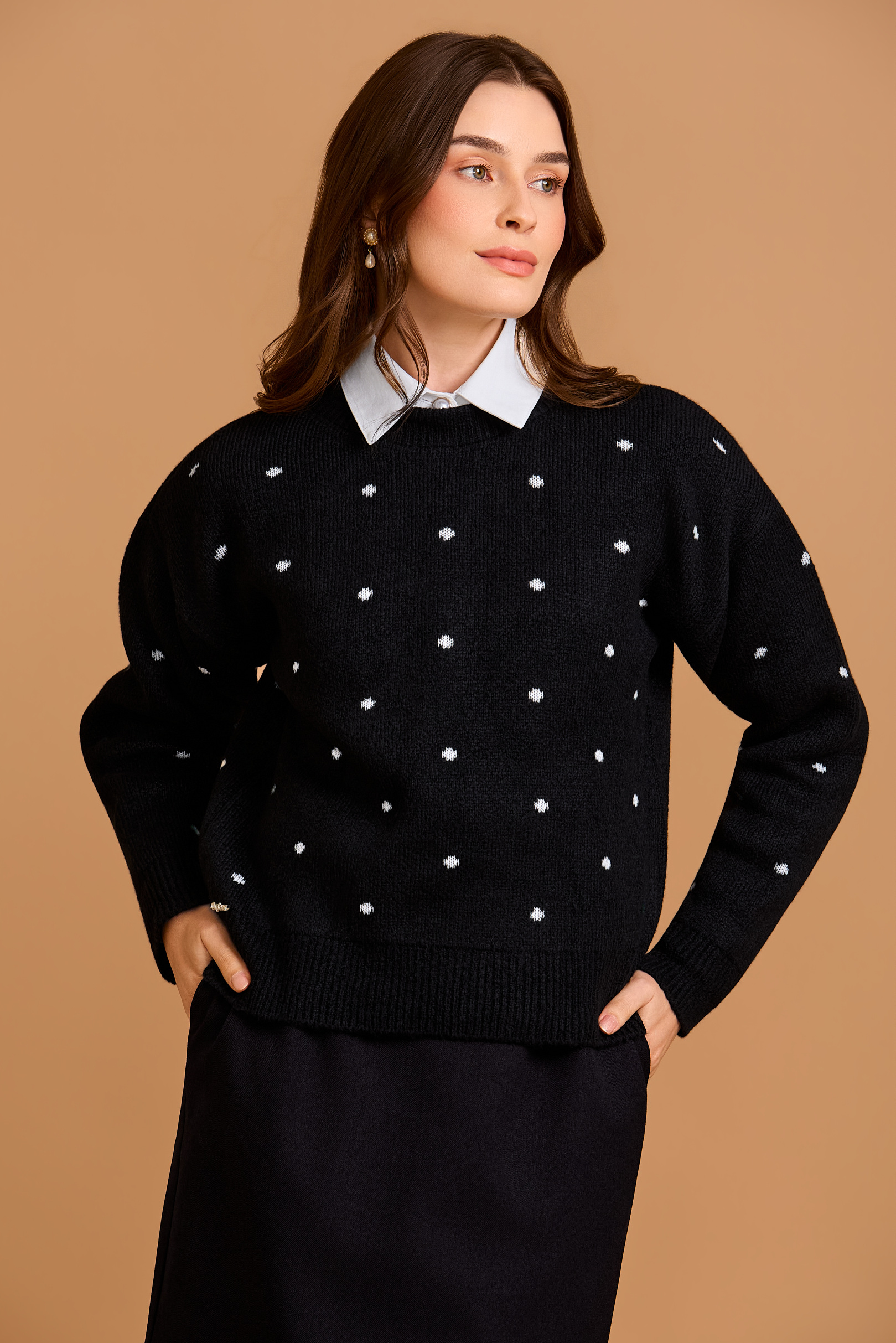Suéter Tricot Polka Dots Black