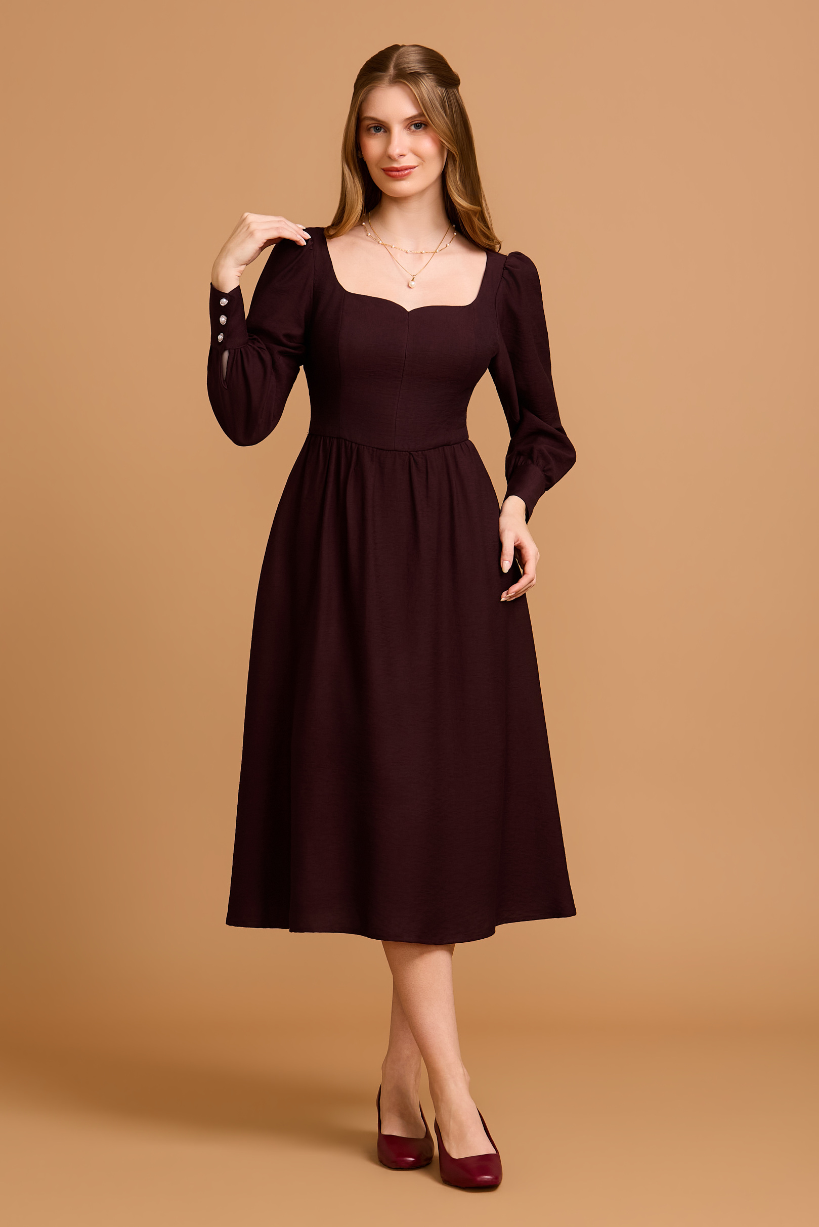 Vestido Midi Mary Burgundy