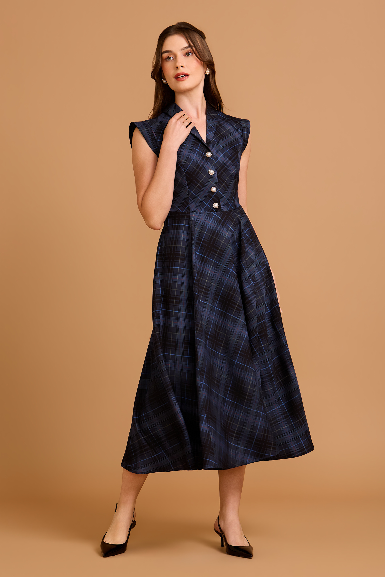 Vestido Supermidi Ellis Xadrez Blue