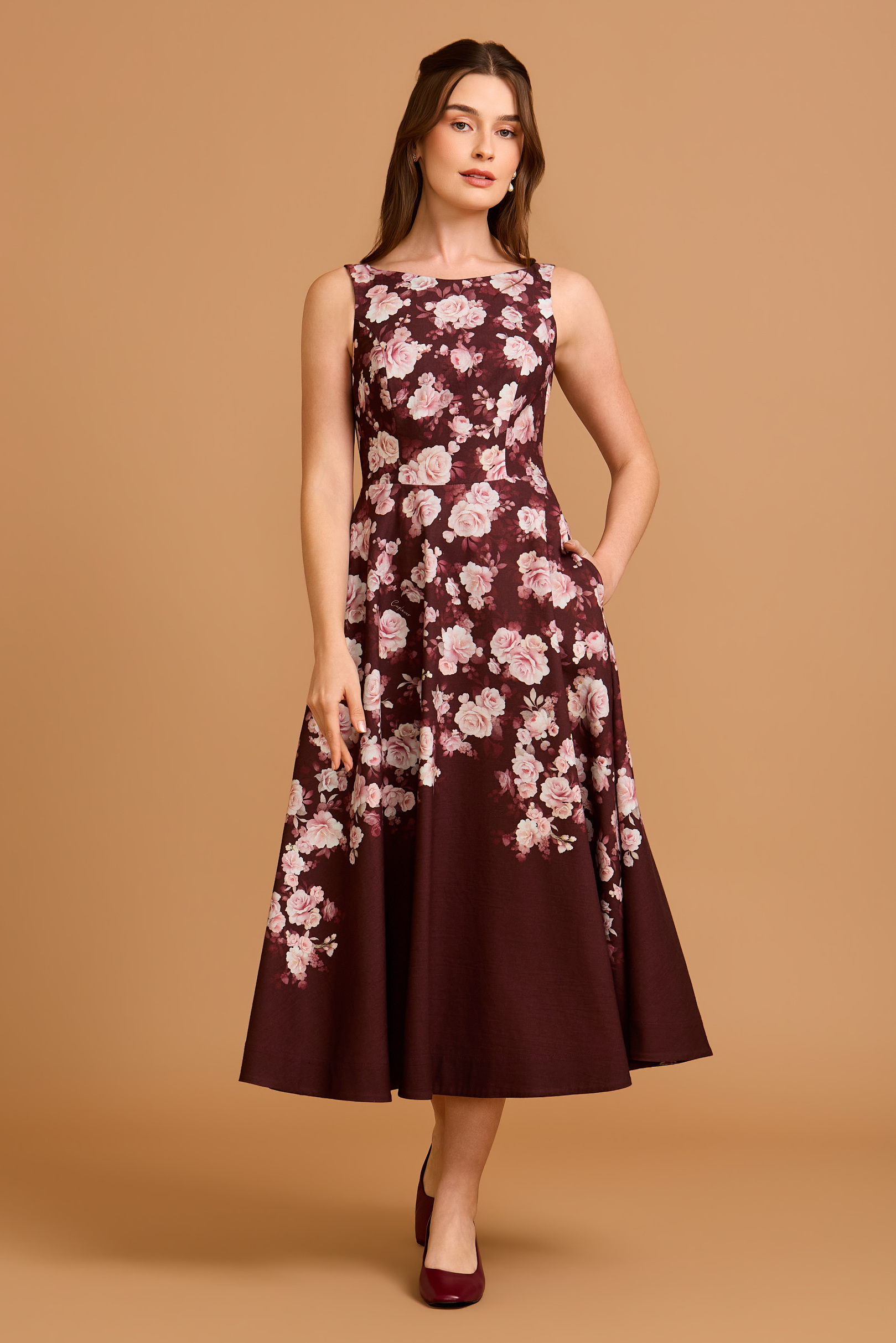 Vestido Midi Cordélia Floral Royal Garden
