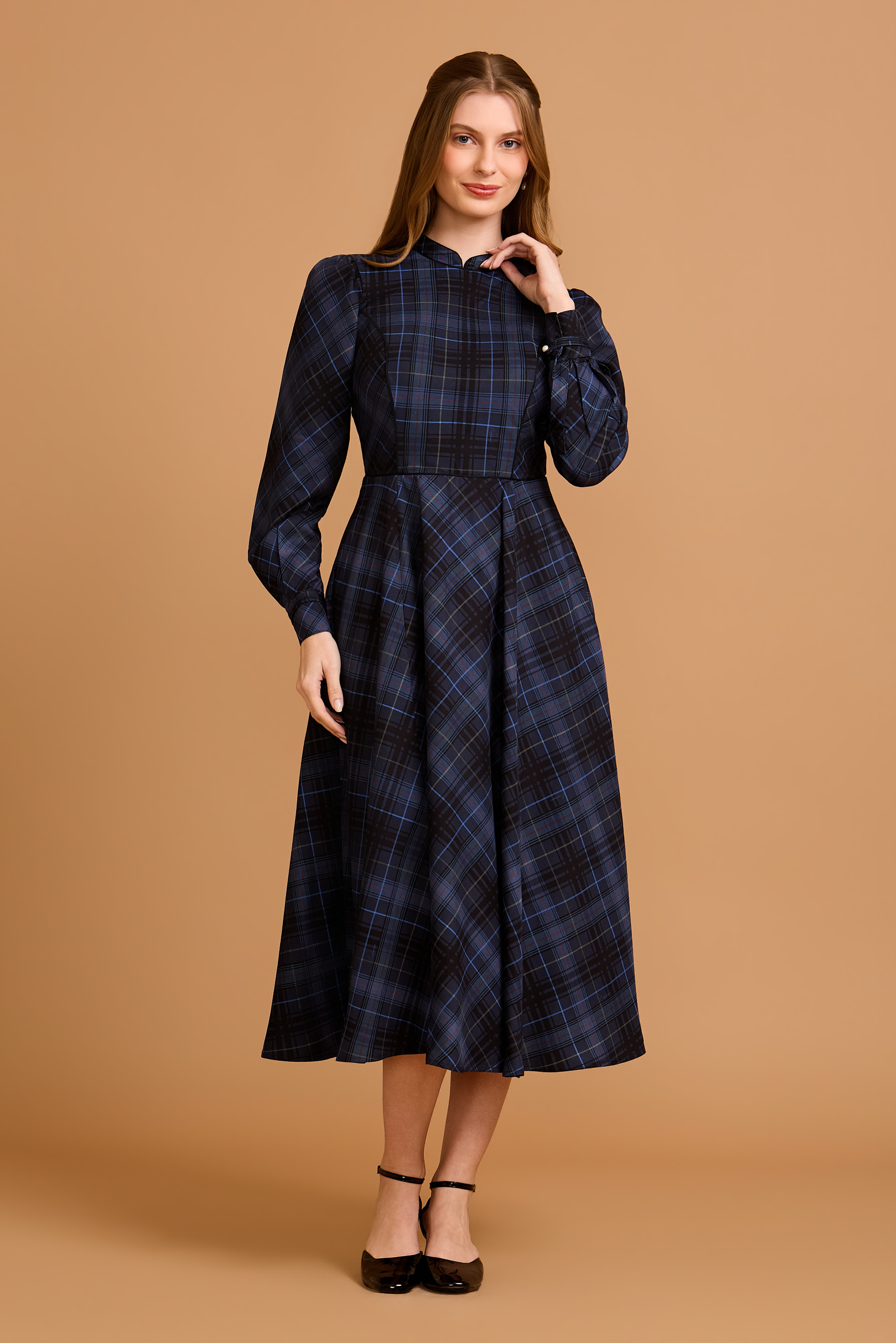 Vestido Midi Diana Xadrez Blue