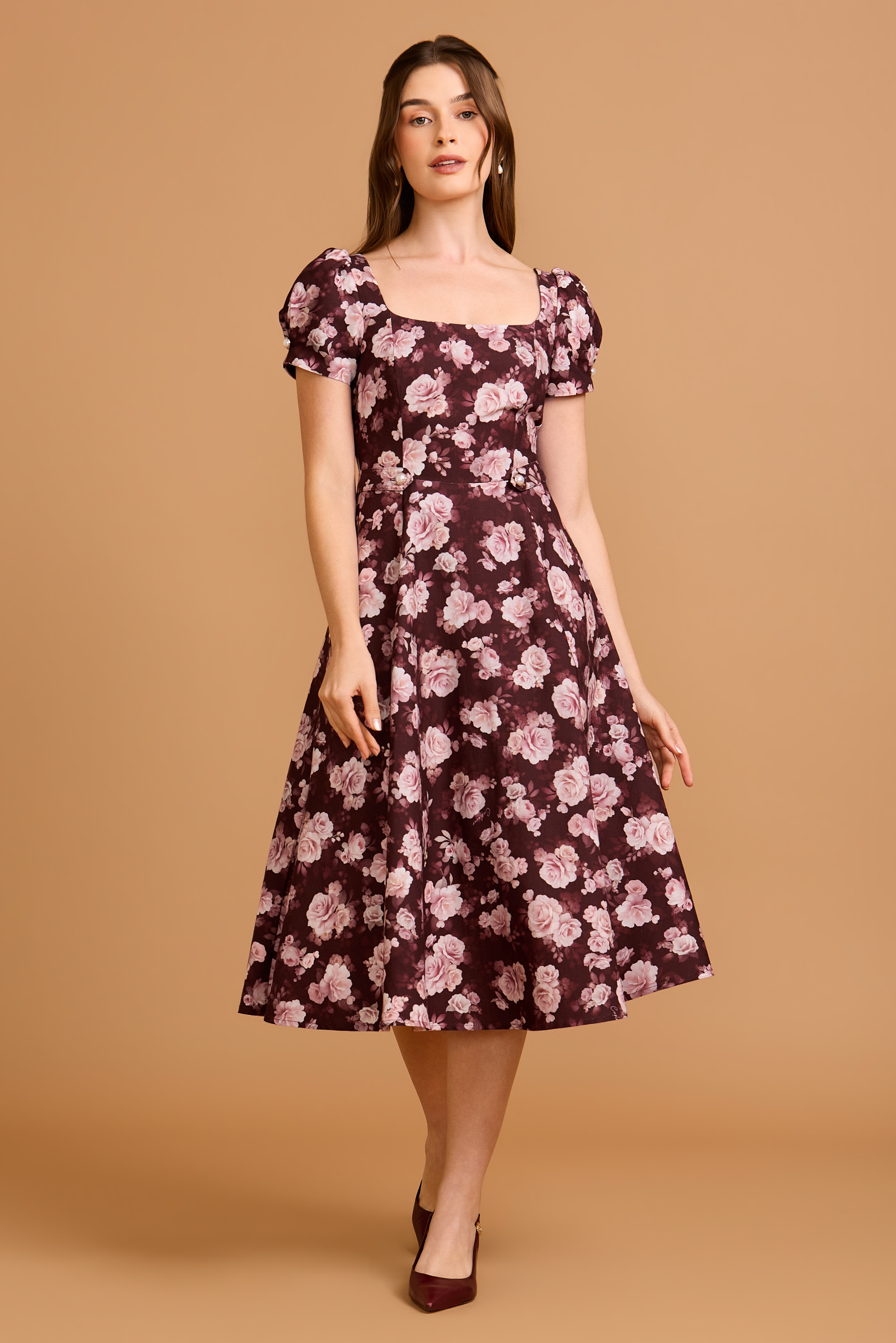 Vestido Midi Relicário Floral Royal Garden