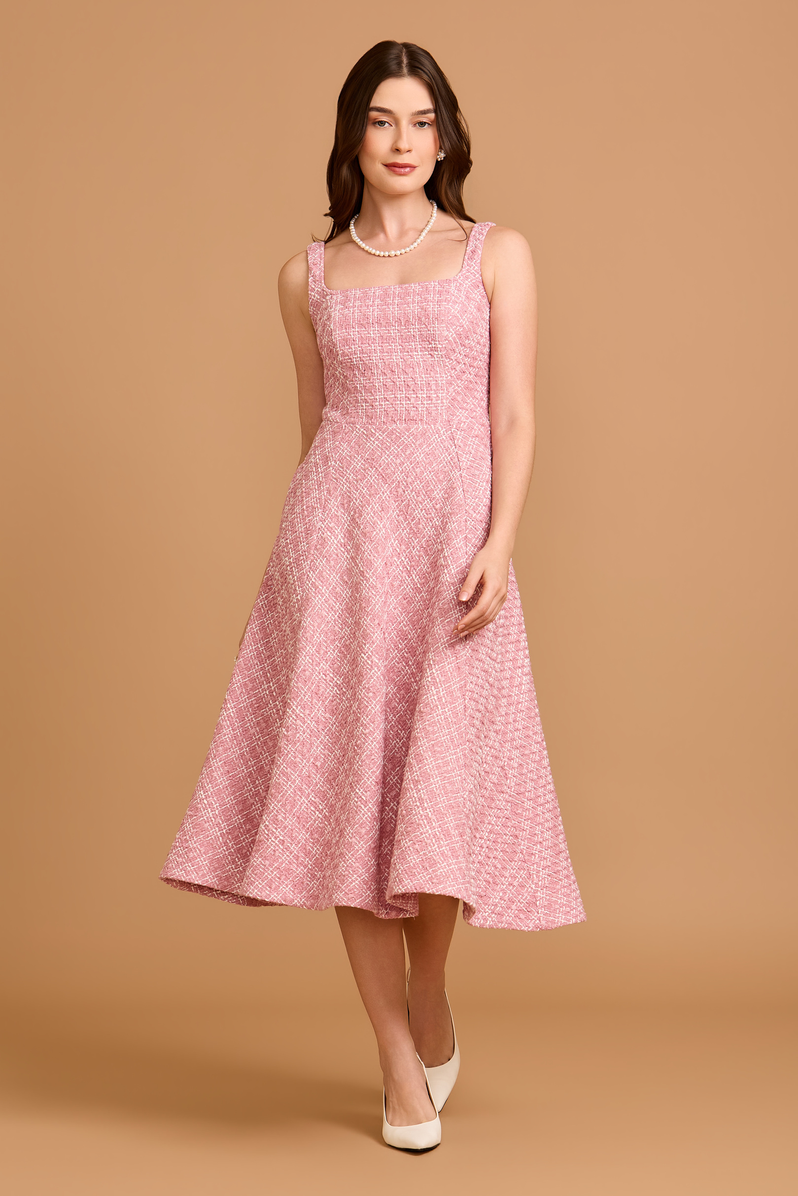 Vestido Midi Majesty Tweed Rose