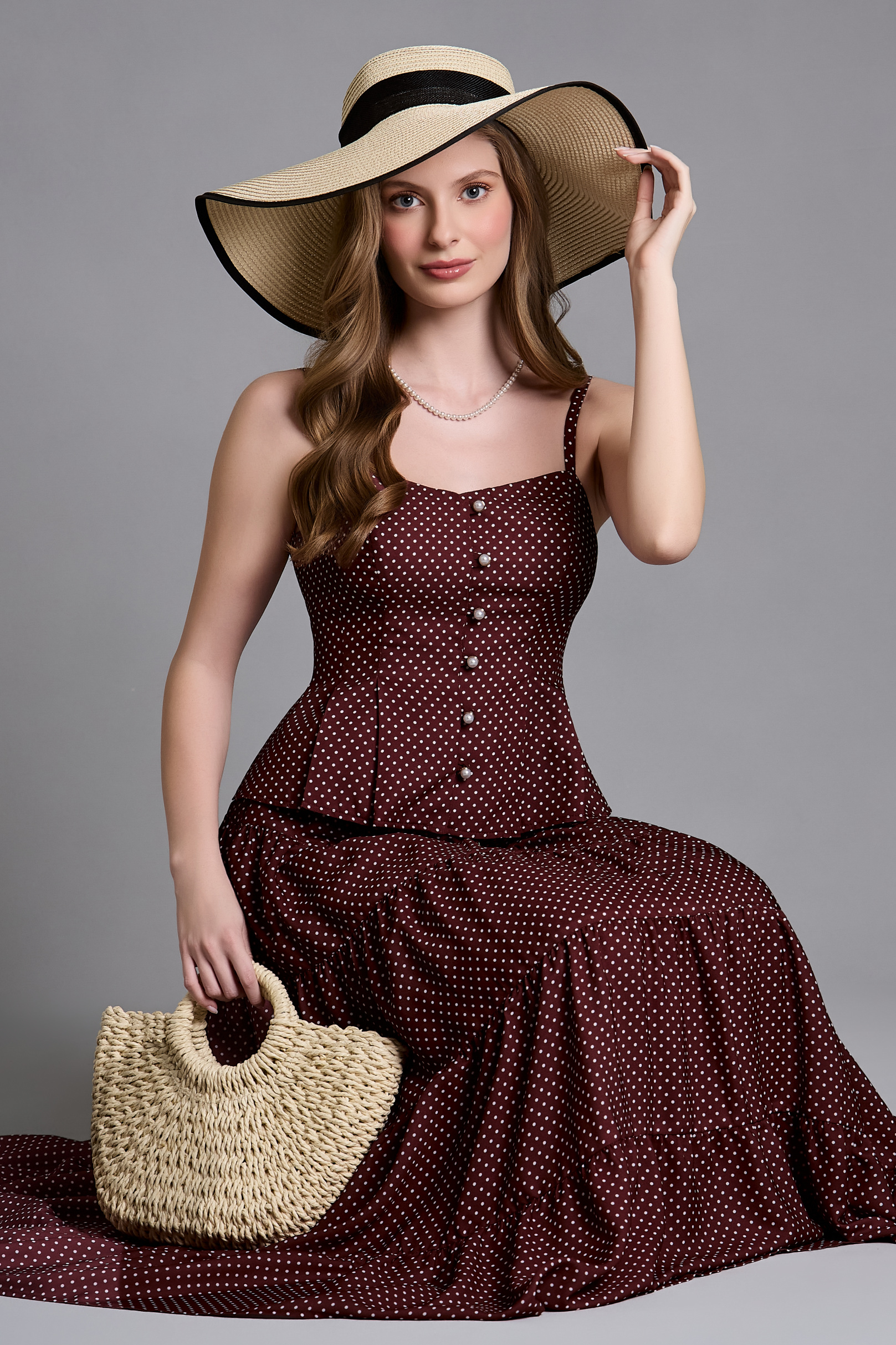 Blusa Amalfi Poá Burgundy