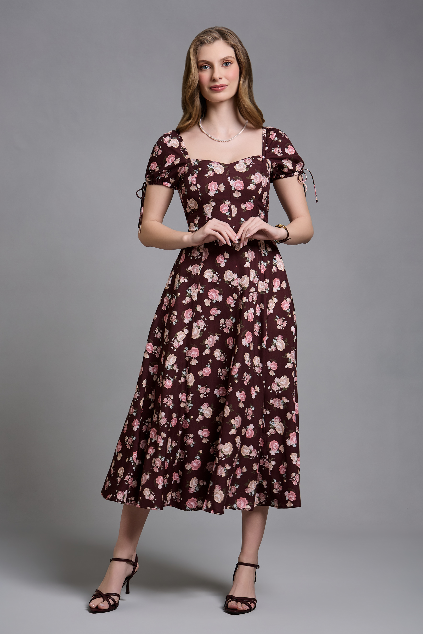 Vestido Supermidi Fiorella Floral Rossetti