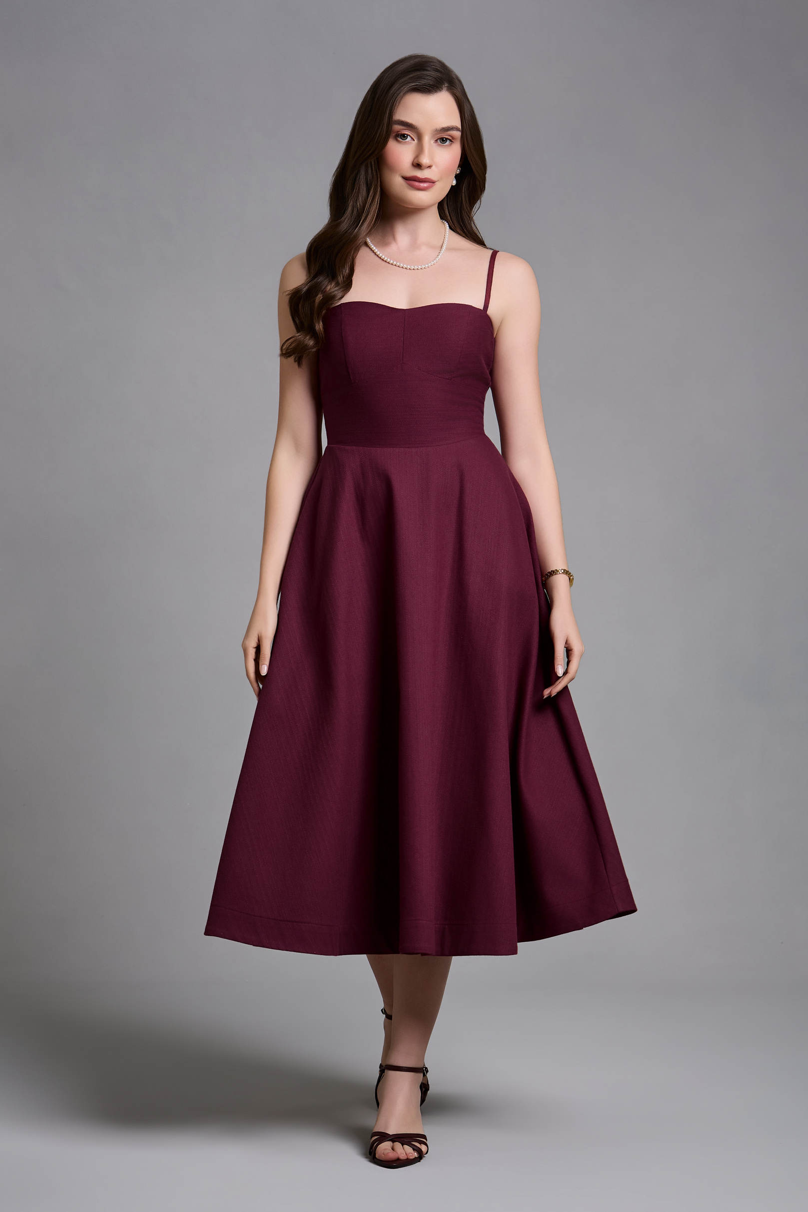 [ PRÉ-VENDA ] Vestido Midi Giulia Burgundy