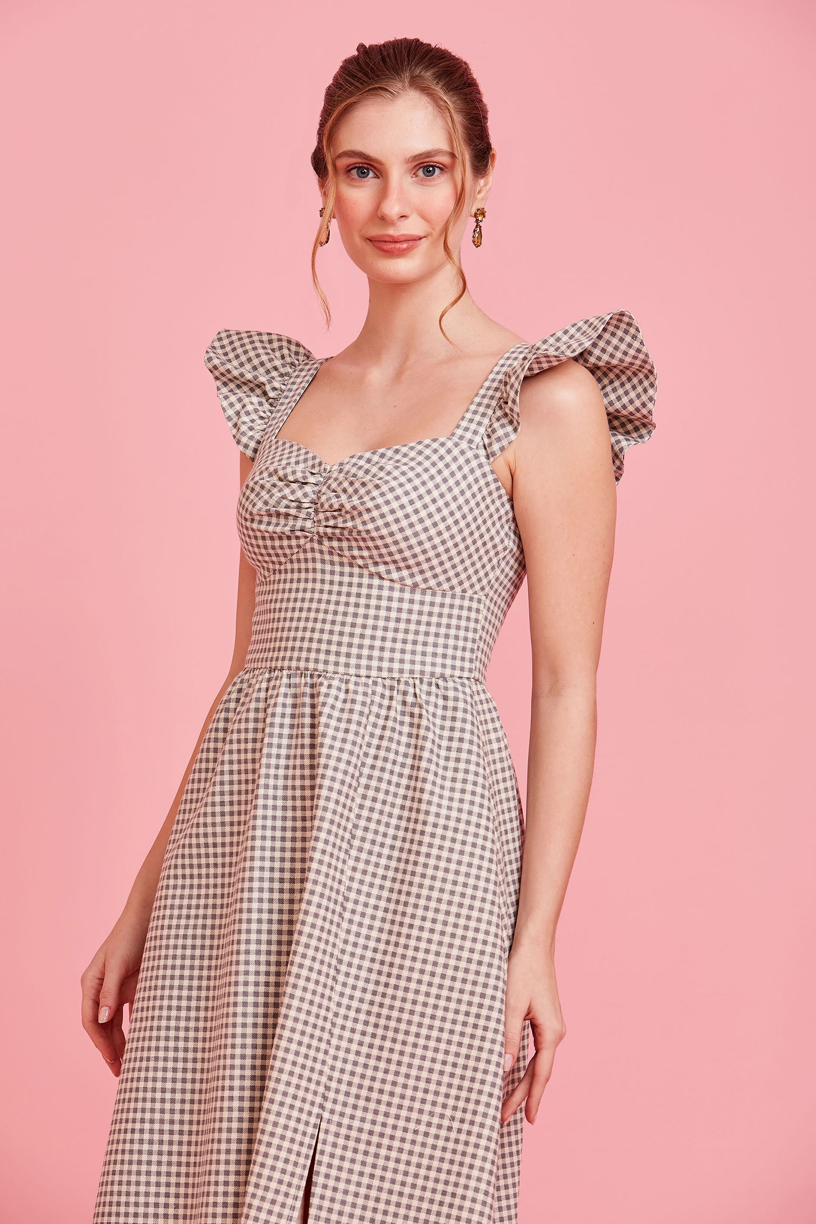 Vestido Supermidi Clarissa Vichy Grey | Vestido Cuplover