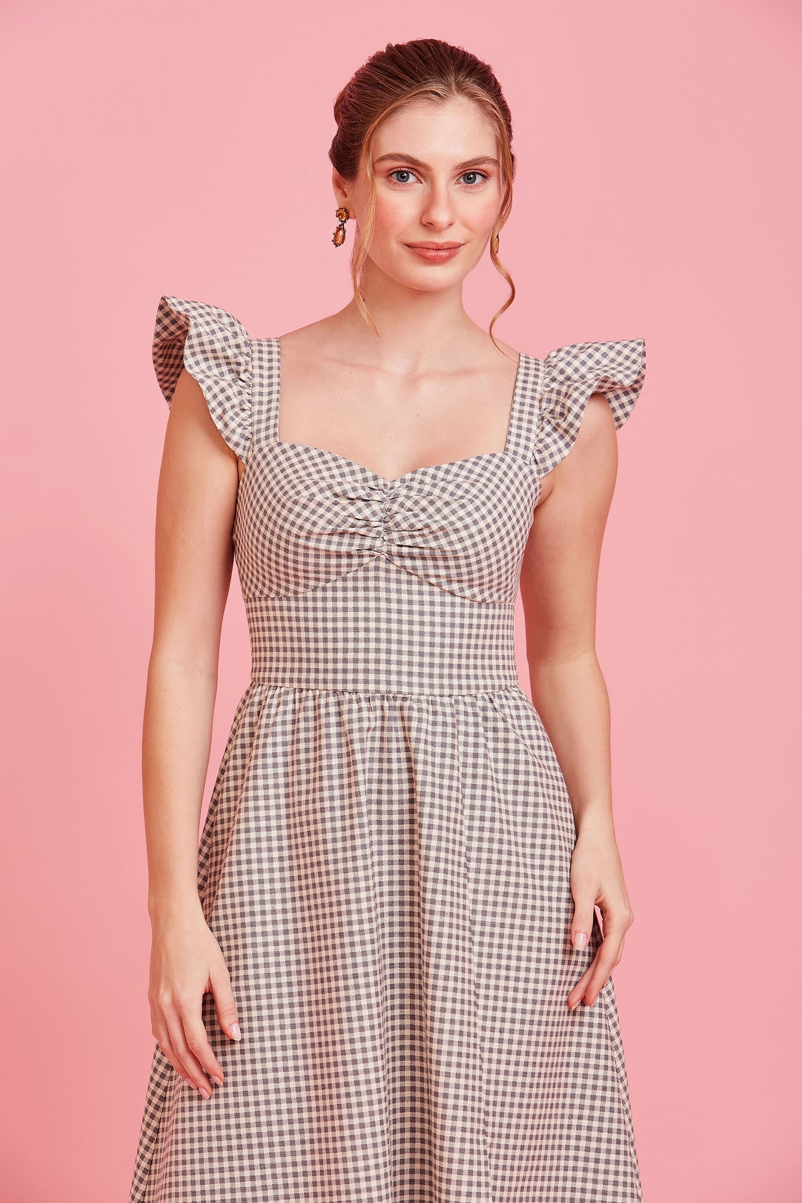 ウインディ　CCIC10 プロモ Vestido Supermidi Clarissa Vichy Grey | Vestido Cuplover