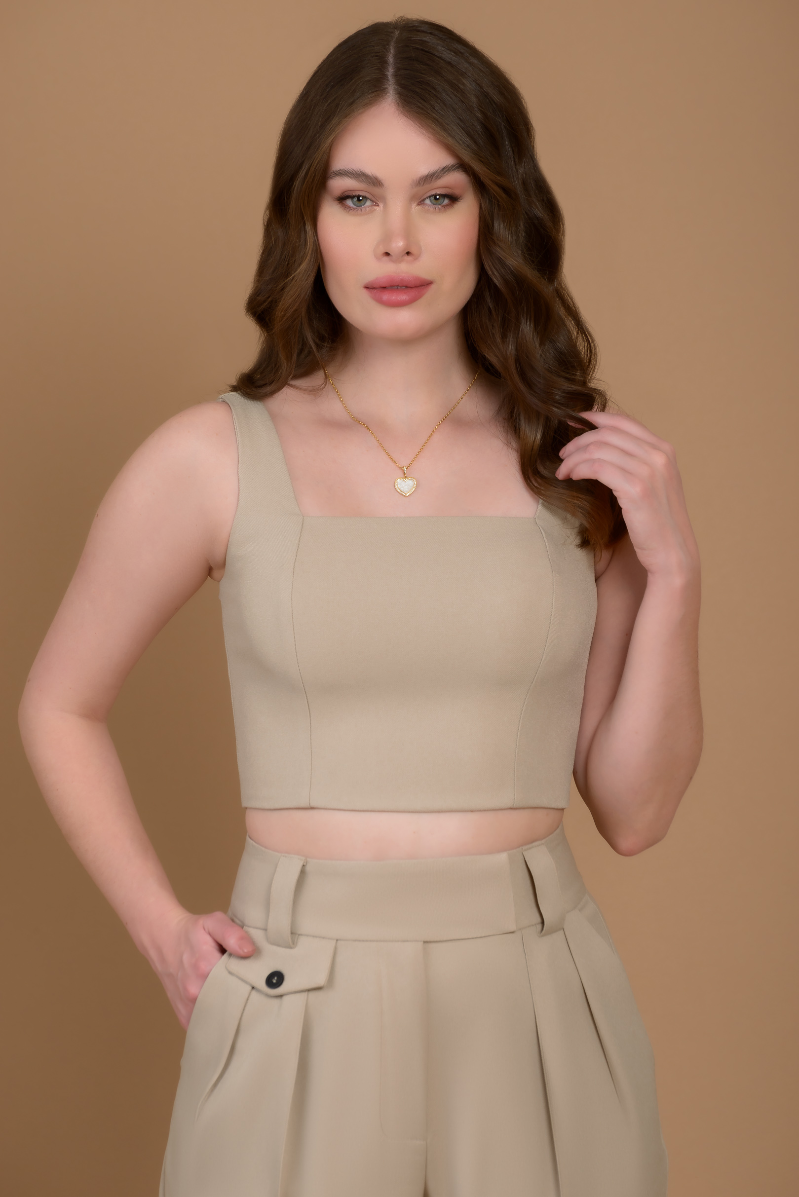 Top Cropped Parisian Beige